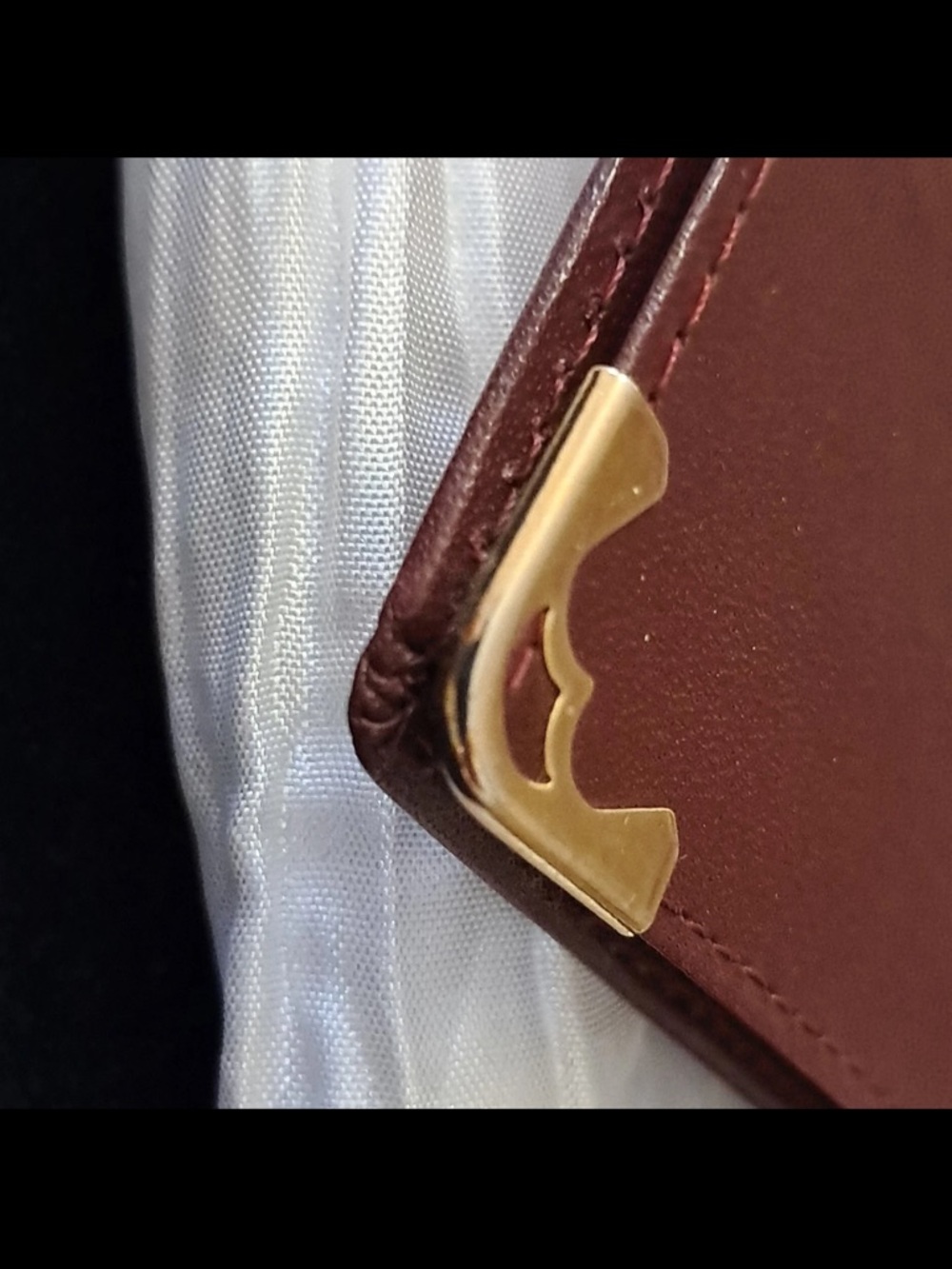 Cartier Burgundy leather long wallet  Gold Corner Accents Credit Card - Picture 9 of 12
